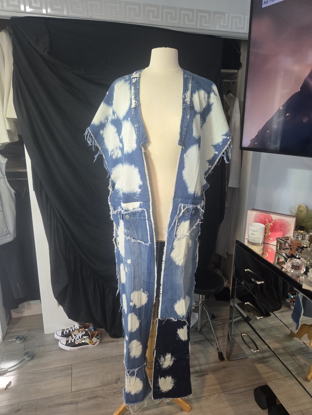 Bleached Patchwork Denim Duster